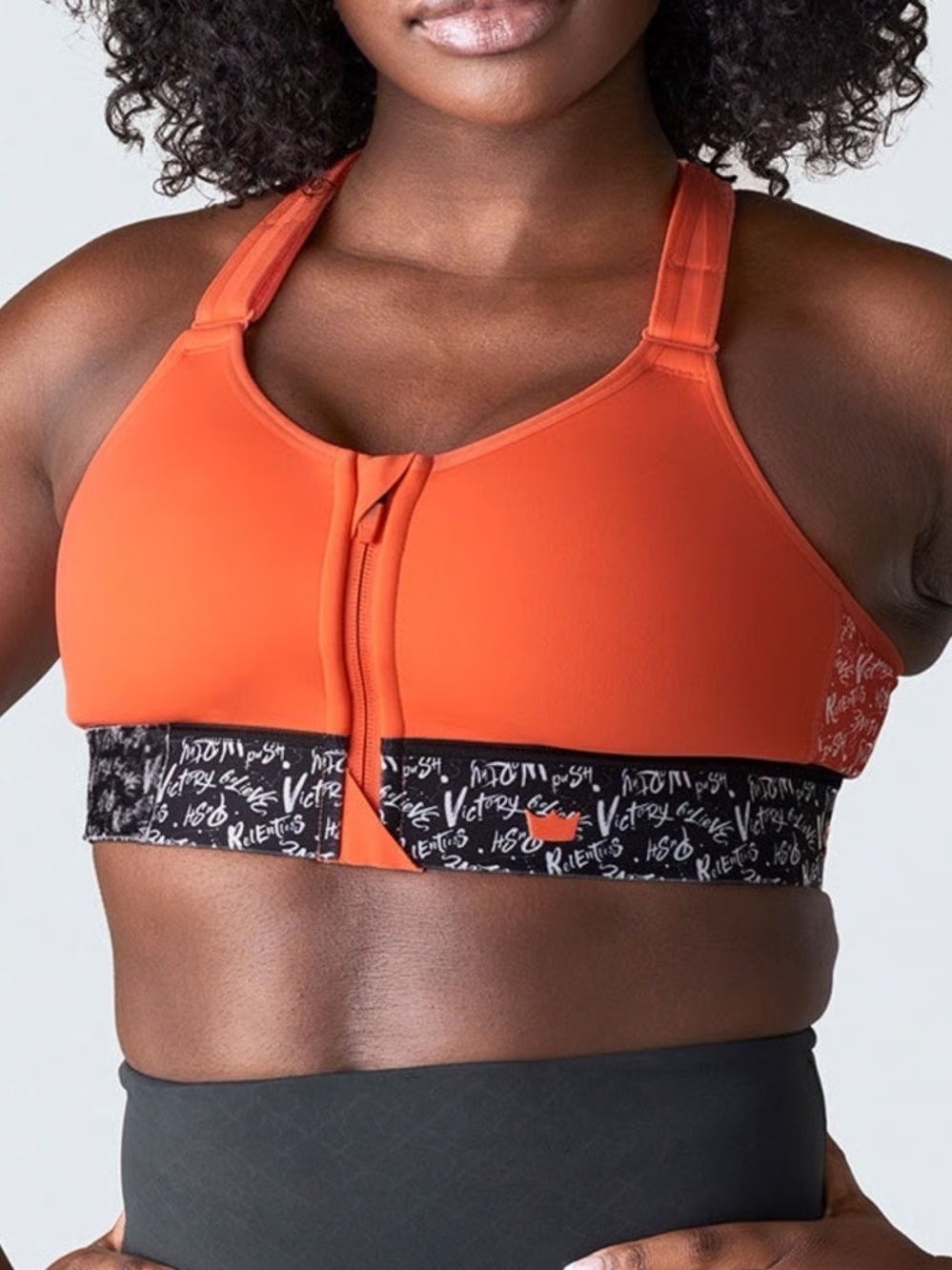 SHEFIT FLEX Orange Crossfit Lifting Victory Graphic Sports Bra XL